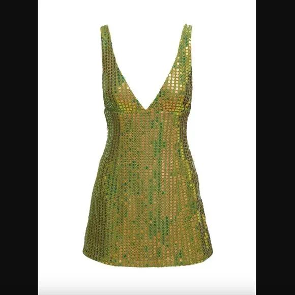 Princess Polly Porscha Green Sequin Shimmer Mini Dress 4 - Picture 5 of 9